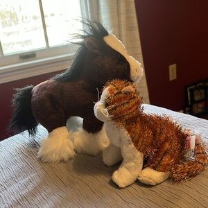 Ganz Webkinz Plush Stuffed Animals w/ tags Clydesdale Horse & Striped Alley Cat